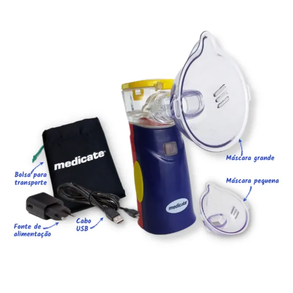 Inalador Nebulizador Portátil Mesh Colors Kids Medicate - Imagem 3