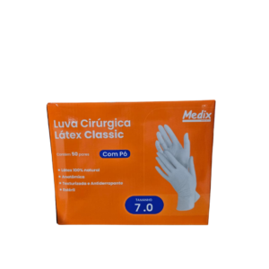 LUVA CIRÚRGICA LÁTEX CLASSIC COM PÓ - TAMANHO 7.0